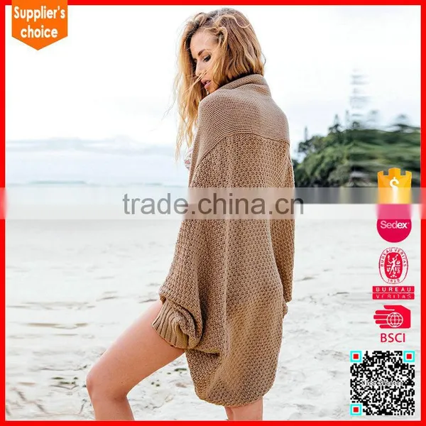 New Design Long Batwing Sleeves Shawl Neck Knit Women Cardigan photo-3