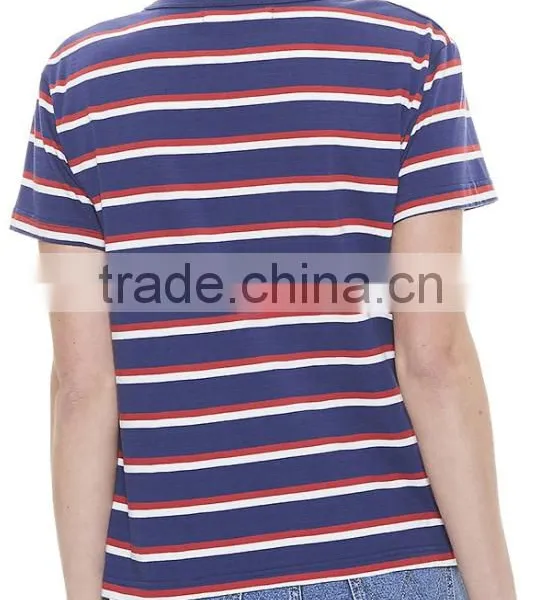 2017 Women Short Sleeve Fashion Cotton Rieder T-shirt Navy Stripe OEM Service photo-2