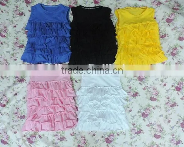 Baby Summer Hot Sale Girls Tank Top Icings Solid Color Cotton Clothes 2017 Wholesale Clothes Ruffle photo-3