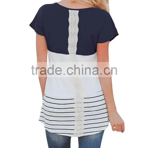 Latest Custom Fashion Ladies Short Sleeve Blouses for Wholesale 2017 photo-4