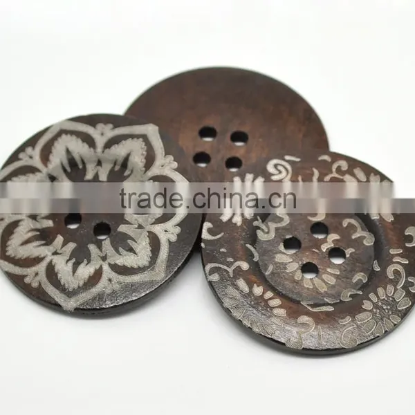 High Quality Scrapbooking 4 Holes Round Mixed 6cm Wood Sewing Buttons photo-2