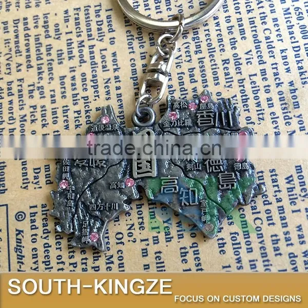 Unique Design Japan Four Islands Map Bronze Color Keychain photo-3