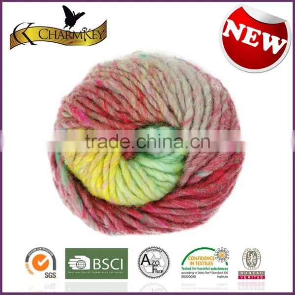 Charmkey High Quality Mixed Color Wool Yarn Blend Polyester Spun Yarn Knit Sweater Woman photo-2