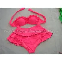 Women Bandeau Top Bikini Skirt Bottom Swimsuit