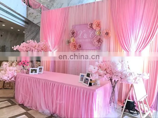 New Light Blue Square Different Designs of Table Skirting for Birthday photo-4
