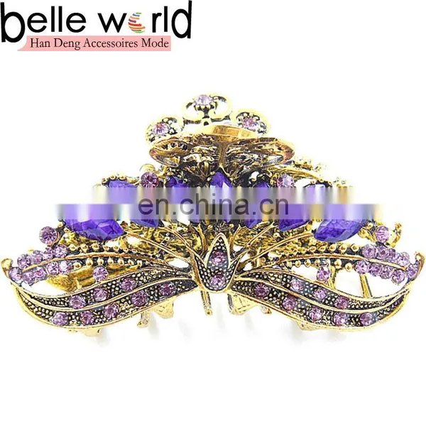 Elegant Europen Retro Big Alloy Rhinestone Jewel Hair Claw Clip photo-3