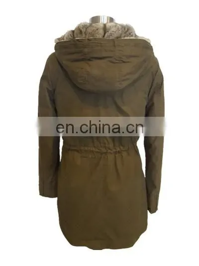 Latest Fashion European Green Faux Fur Parka Jacket Women photo-4