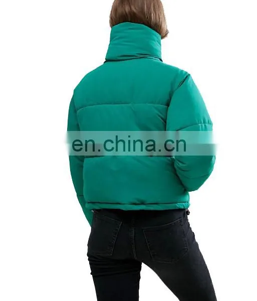 Factory Supplier Directly Women Green Padded Boxy Jacket photo-4