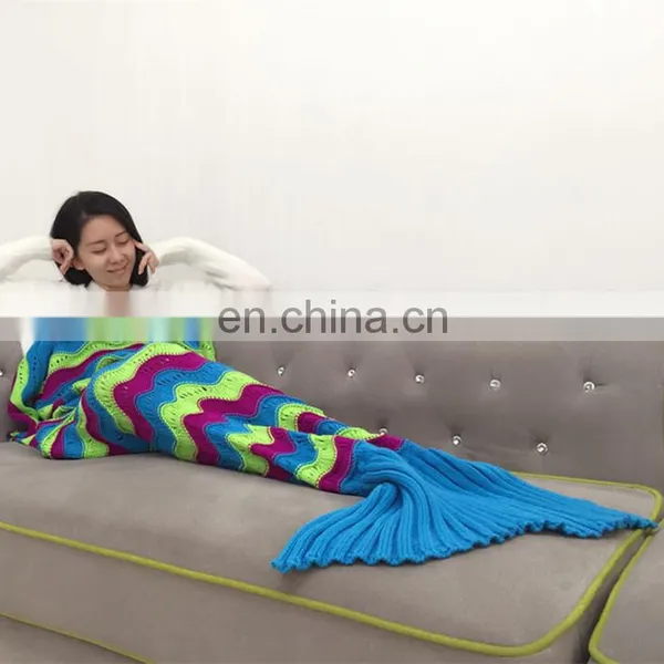 New Popular Fashion All Season Blankets Handmade Knit Mermaid Tail Blanket Wholesale photo-6