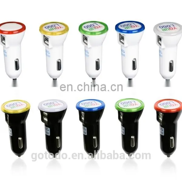 Car Dual Usb Charger With Your LOGO and LED Ring, Micro Universal Dual Usb Car Charger photo-5