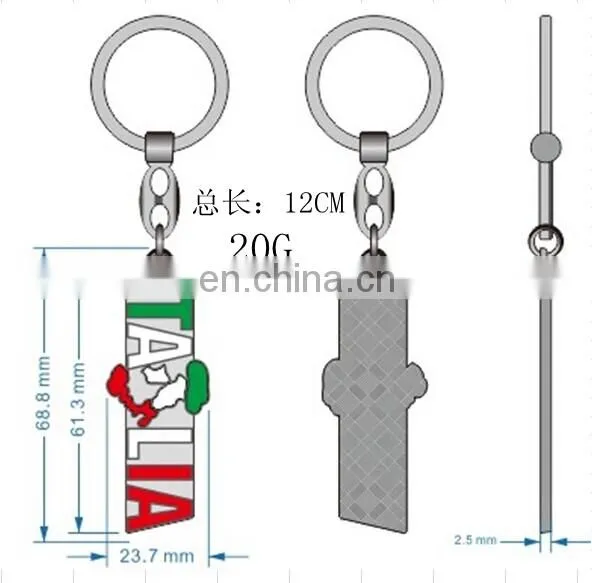 Italy Letters Shaped Metal Keychain/Key Ring|/Key Holder photo-4