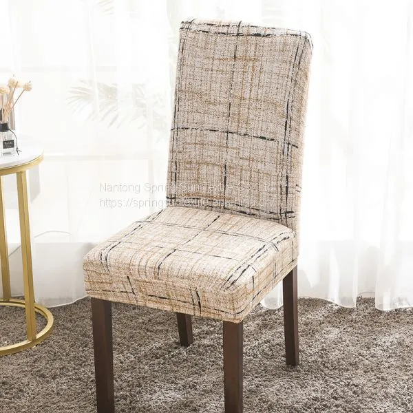 Navy Blue Printed Stretch Dining Room Chair Covers Soft Removable Dining Chair Slipcover photo-2