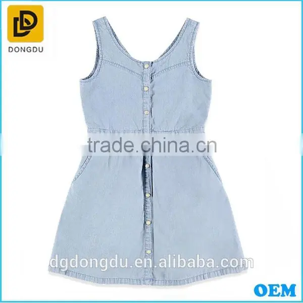 Children's Denim Cotton Sleeveless Dresses 2016