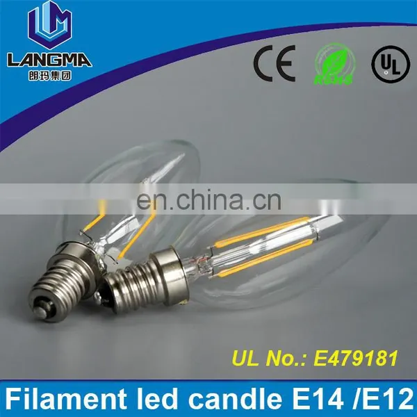 Langma Shenzhen Led Supplier CE 230V Clear All Glass Candle 360 Degree Ra>80 2W 4W C35 Filament Bulb Led 230v E14 UL/CUL photo-2