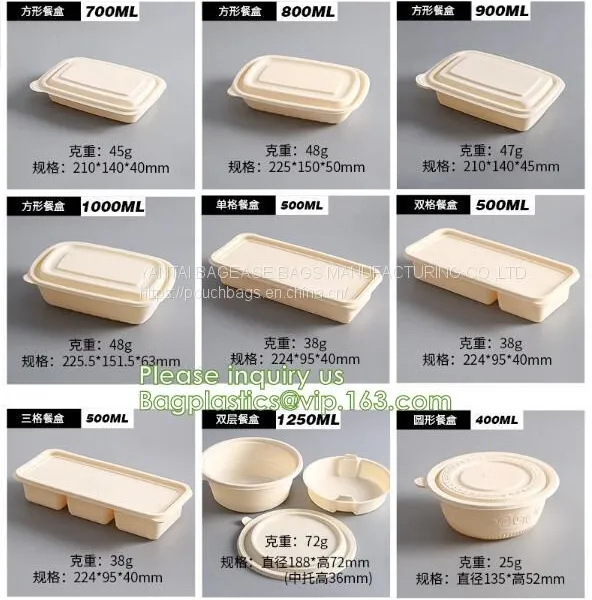 Sugarcane Pulp Lunch Disposable Box Bagasse Food Container Disposable Clamshell Lunch Box Bagease Pac photo-4