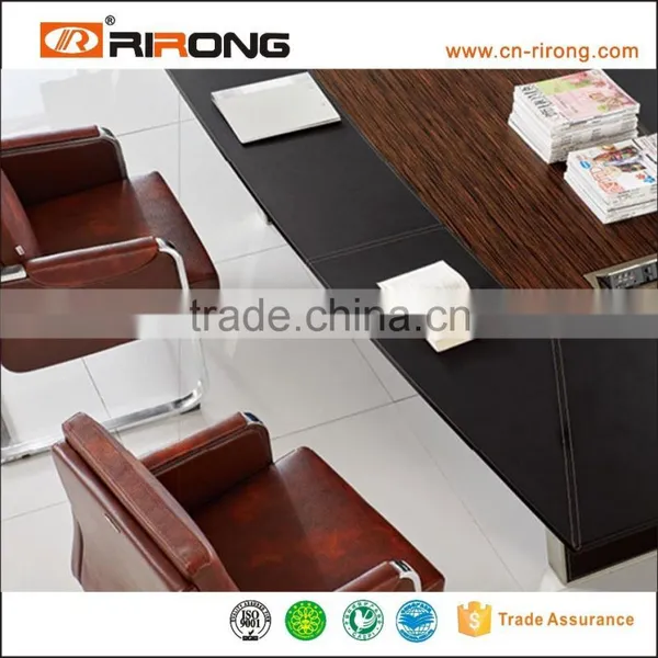 Paer China Leather Wood Veneer Stainless Steel High Top Meeting Table photo-2