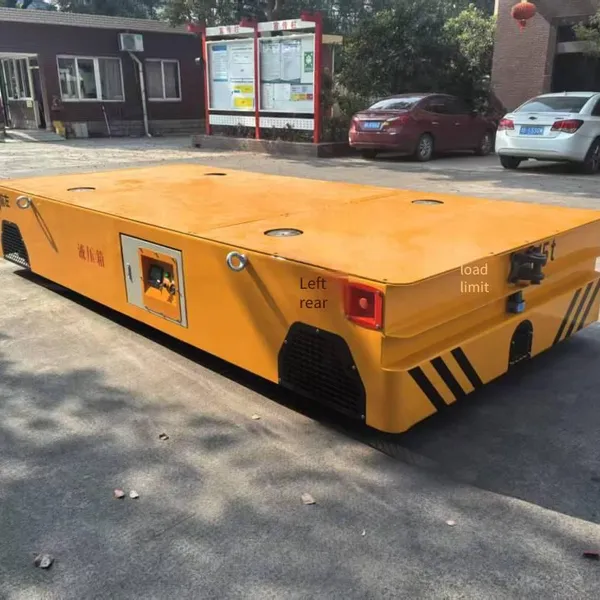 20-t trackless flatbed truck, transfer cart for material handling, industrial uses, and remotely controlled electric truck used in factory, warehouse
