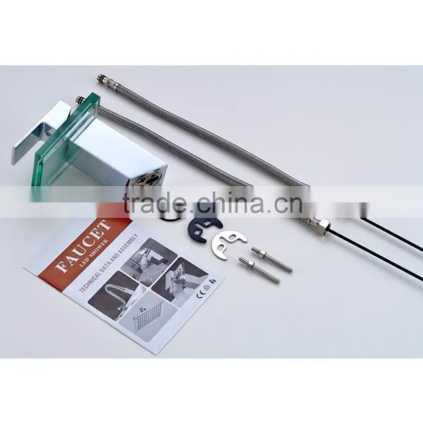 Hot Sell Chrome Plated LED Glass Wash Glass Waterfall Basin Tap photo-2