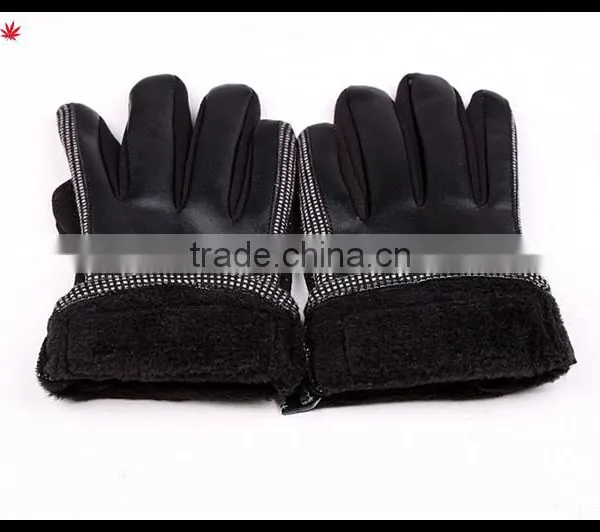 Lady's High-grade Fashion Sheepskin and Wool Patched Gloves photo-2