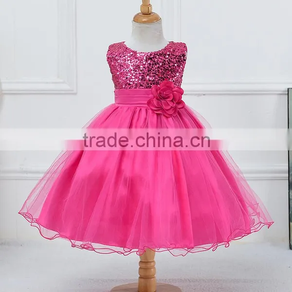 China Manufacture First Choice Fiesta Dresses Prom 2016 Fancy Red Applique Lace Flower Girl Skirt Sequined Beaded Wedding Dress photo-6
