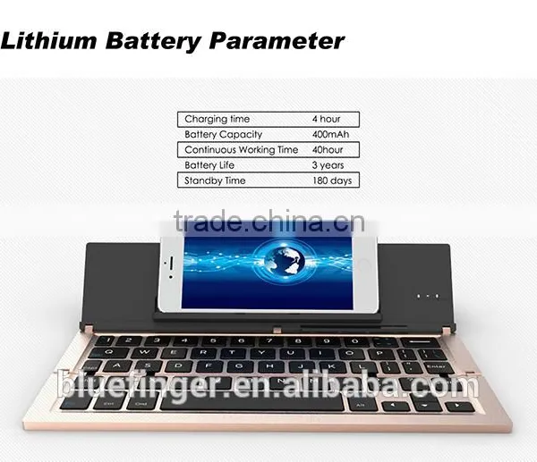 Factory Supply Wholesale Price Aluminum Alloy Foldable Bluetoot 3.0 Keyboard for Smartphones and Laptops