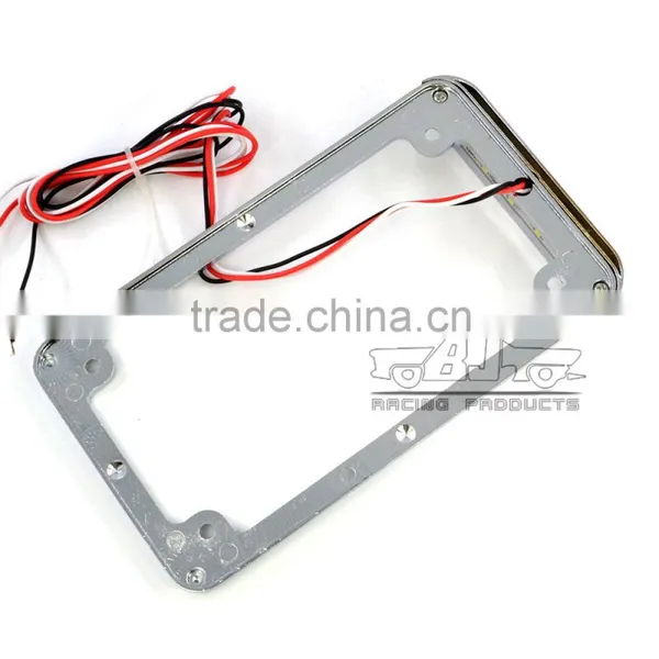 BJ-LPL294-002 Highly Recommended Chrome Motorcycle 4'' X 7'' Tail Light LED License Plate Frame For Harley photo-2