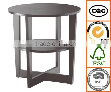 Wooden Double-deck Dismounting Round Tea Coffee Table photo-2
