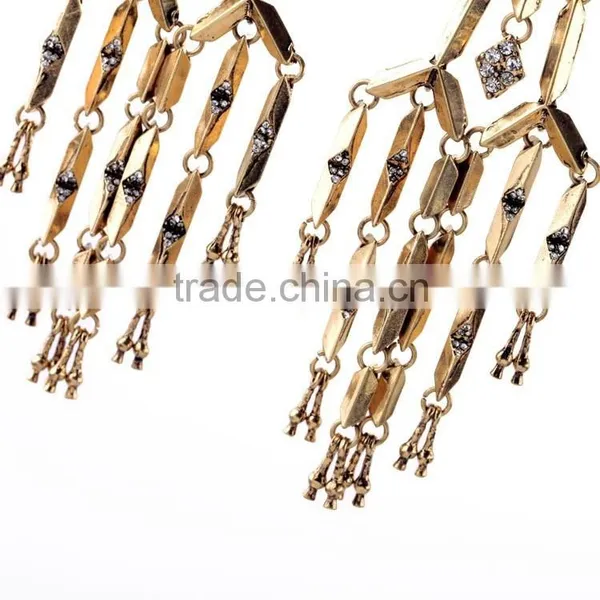 Statement Wholesale Fashion Alloy Tassel Drop Earring Vintage Crystal Pendant Earring photo-2