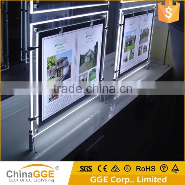 Hanging Type Illuminated Real Estate Agent Window Display LED Cable Wire Display A4 Acrylic Light Box Display Quality Choice photo-2