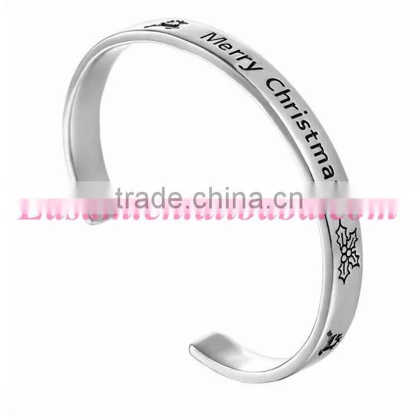 Zinc Alloy Main Material Christmas Jewelry Letter Christmas Element Cuff Bangle photo-4