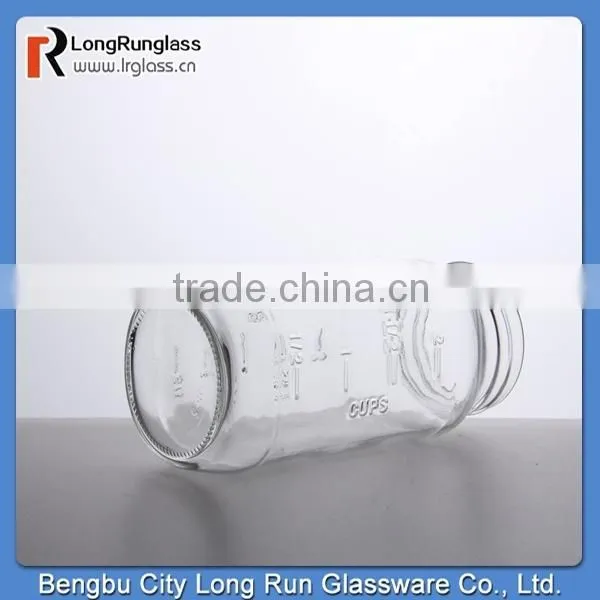 LongRun Wholesale 1L Square Measure Transparent Milk Glass Jar photo-2