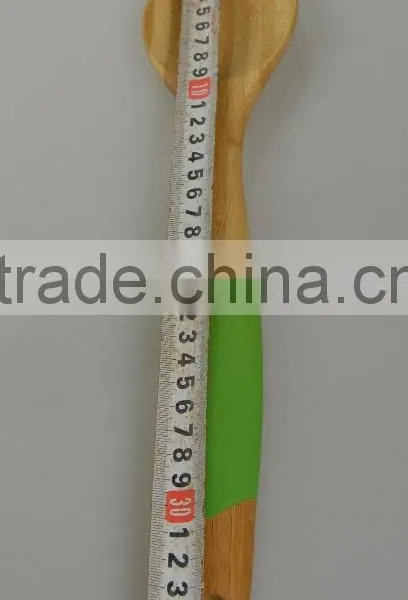2015 Best Christmas GiftColorful Silicone Handle Bamboo Wooden Spatula and Spoon Set photo-2