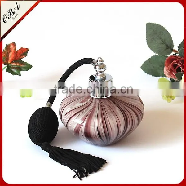 100ml Handmade Modern Popular Luxurious Purple Stripes Airbag Sprayer Pump Glass Perfume Bottle photo-2