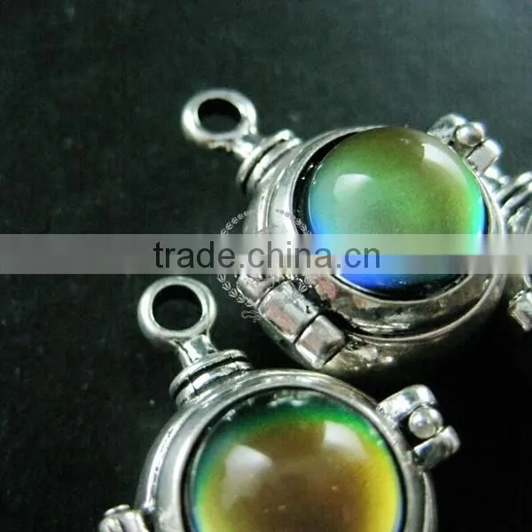 20mm Vintage Style Brass Antiqued Silver Steam Punk Vial Pendant Charm Box With Color Change Mood Stone Cabochon 1820254 photo-2