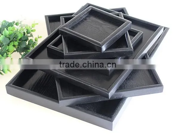 Black Rectangle Serving Wooden Tray Sets photo-5