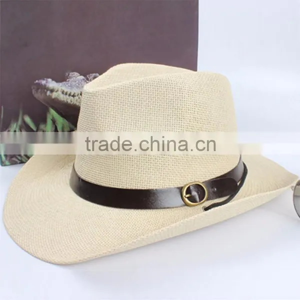 Chic Unisex Women/Men Cowboy Trilby Hat Wide Brim Straw One Size Cap photo-6