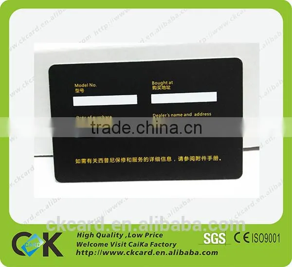 High Quality Black PVC Hot Stamping Warranty Card Guarantee Card photo-3