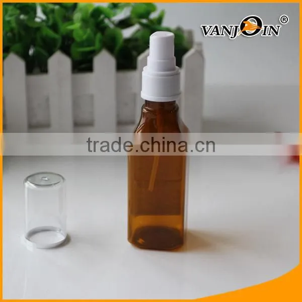 Empty 3oz Amber PET Plastic Bottle With Fine Mist Sprayer Wholesale photo-2