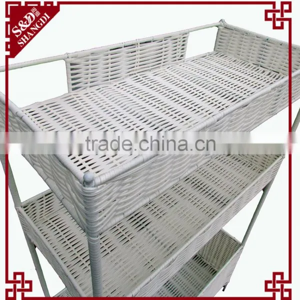 S&D Handicraft 3-layers PE Rattan Palstic White Hanging Storage Rack Shelves photo-2