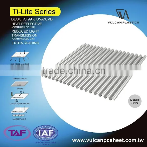 Sun Shading Solid Corrugated Polycarbonate Sheet (Ti-Lite Metallic Silver) photo-4