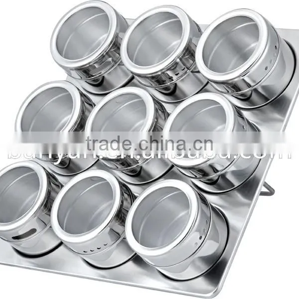 Amazon Hot Selling 9 Pieces Stainless Steel Magnetic Spice Container photo-2