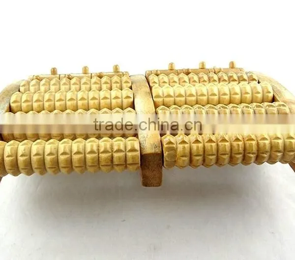 5 Rows Wooden Care Reflexology Relax Relief Stress Health Therapy Foot Roller Massager photo-4