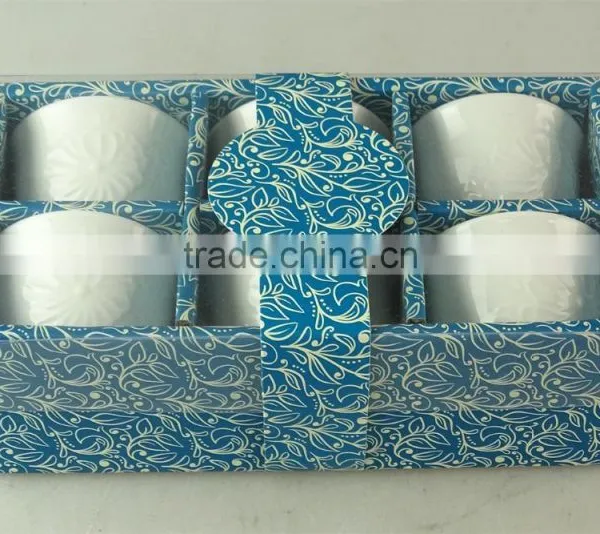 White Ceramic Tea Cup With Flower Embossing for Wholesale 6 Pcs per Set,with Color Box photo-2