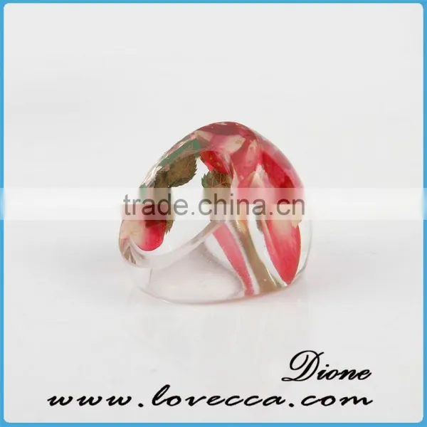 Beautiful Pressed Real Plants Flower Ring, Clear Resin Ring photo-2