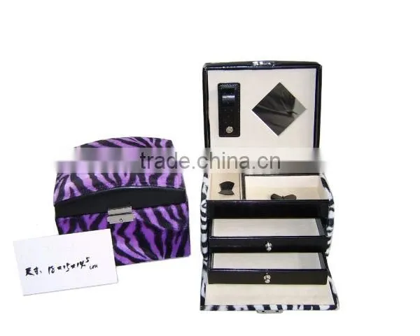 Fashion Two-tone Stripe Travel Jewelry Organizer With Drawers photo-2