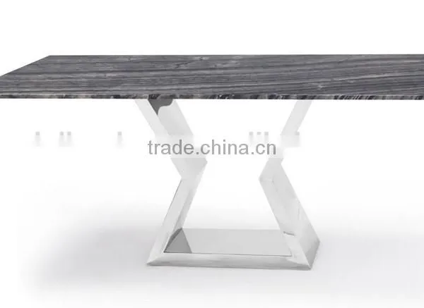 Modern Dining Table With Marble Top and Chrome Base photo-2