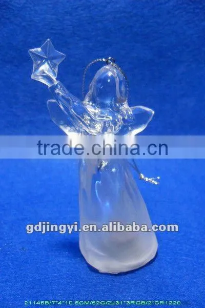 Clear Acrylic Angel Figurines With Led RBG 7 Colors Light Xmas Ornament photo-3