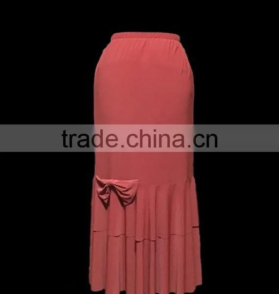 China Manufacturer Summer Bow Ruffle Spandex Tiers Maxi Skirt photo-2