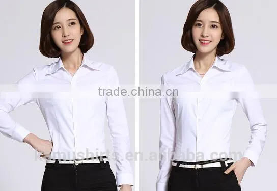 Long Sleeve Woman Formal Dress Shirts Cotton Office Lady Dress Blouse photo-5
