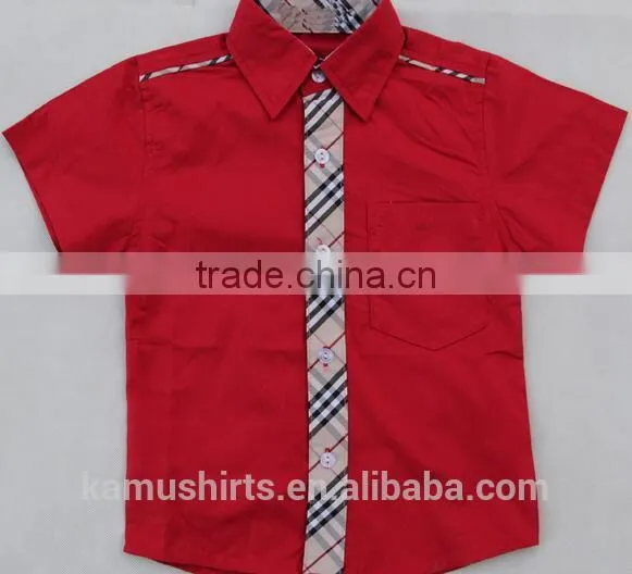 Boys Short Sleeve Shirts Check Contrast Boys Casual Shirts